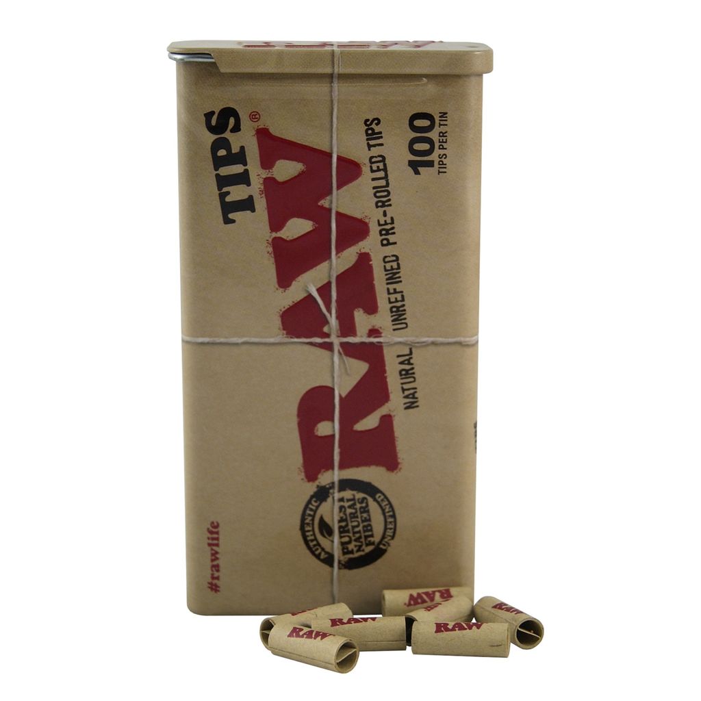 Chlorine Free **Free Shipping** RAWTHENTIC RAW Slide Tin x100 Pre Rolled Tips 