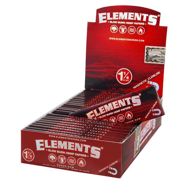 Elements Red 1 1/4 Medium Size Hemp Papers 10 booklets