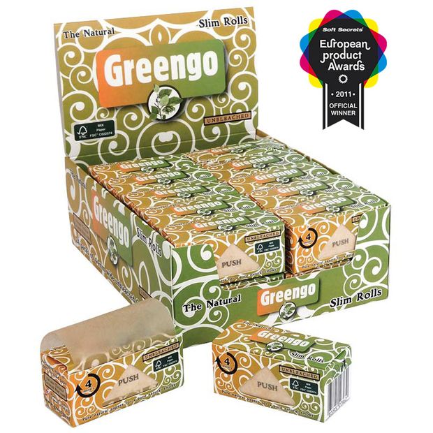 Greengo Slim Rolls 4m ungebleichtes Endlospapier 1 Box (24 Rolls)
