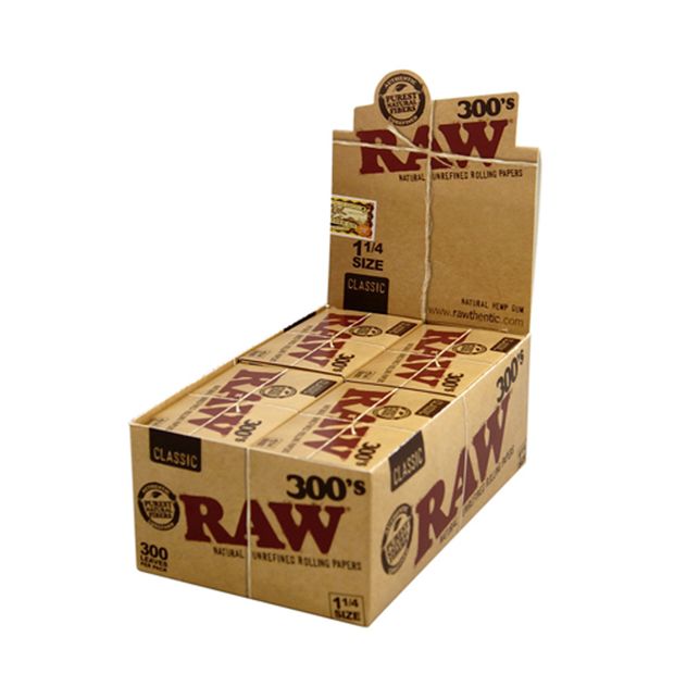 RAW 300s Classic 1 1/4 Medium Size unbleached loose Papers  1 box (20 packages)