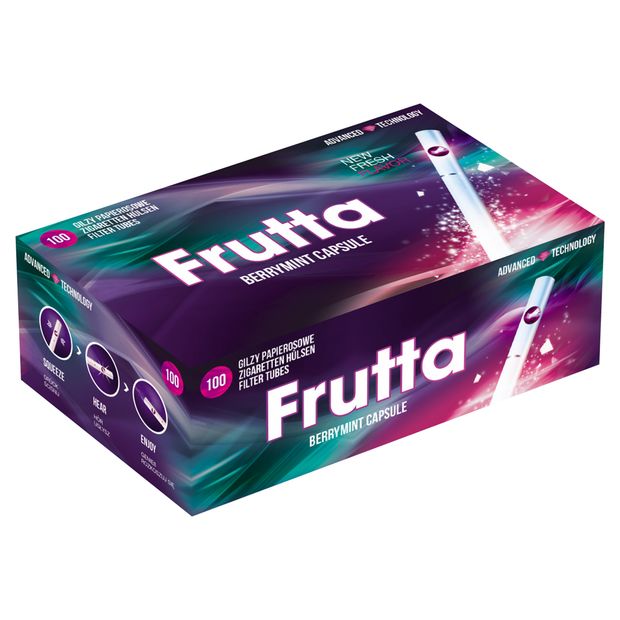 Frutta Click Hülsen Berry Mint Filterhülsen mit Aromakapsel 1 Box (100 Hülsen)