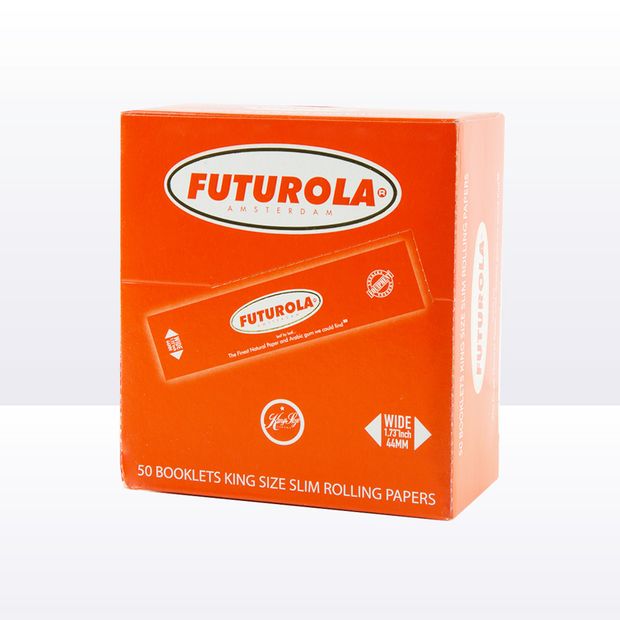 Futurola Orange King Size Slim Papers from Amsterdam 3 boxes (150 booklets)