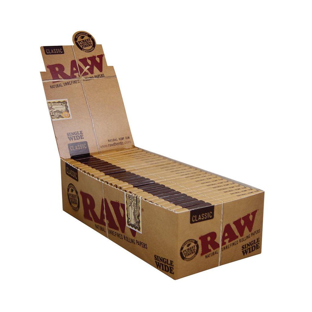 50x RAW Black Single Wide Natural Hemp Unrefined Rolling Papers FULL BOX 