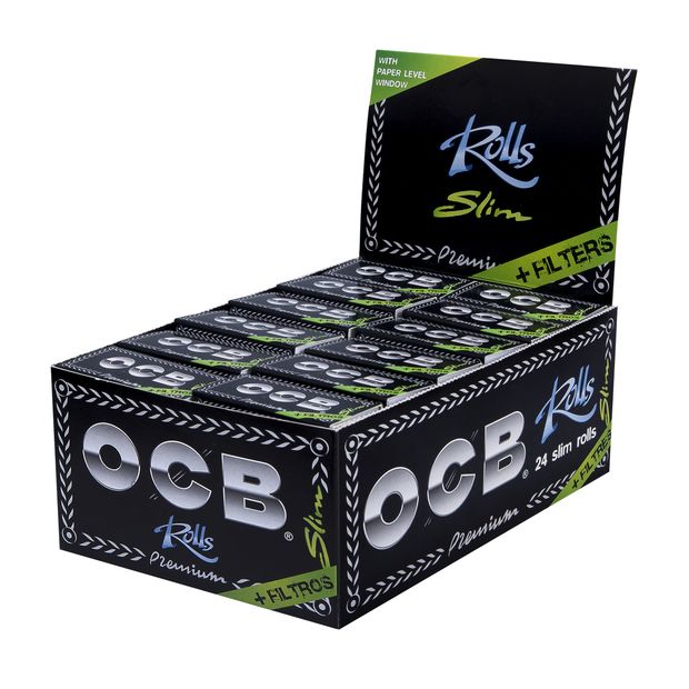 OCB Slim Rolls+Filters Rolling Papers and Tips in one package 1 box (24 packages)