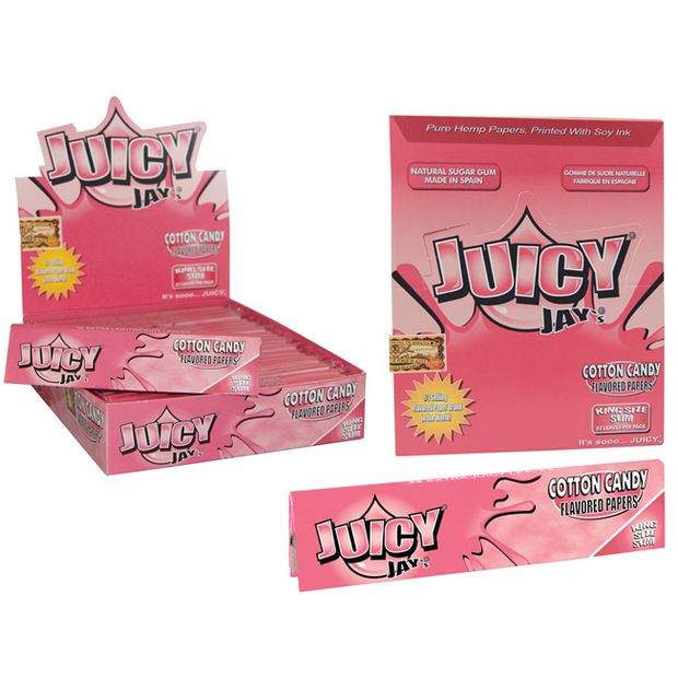 1 Box (24x) Juicy Jays King Size flavoured Papers Cotton Candy