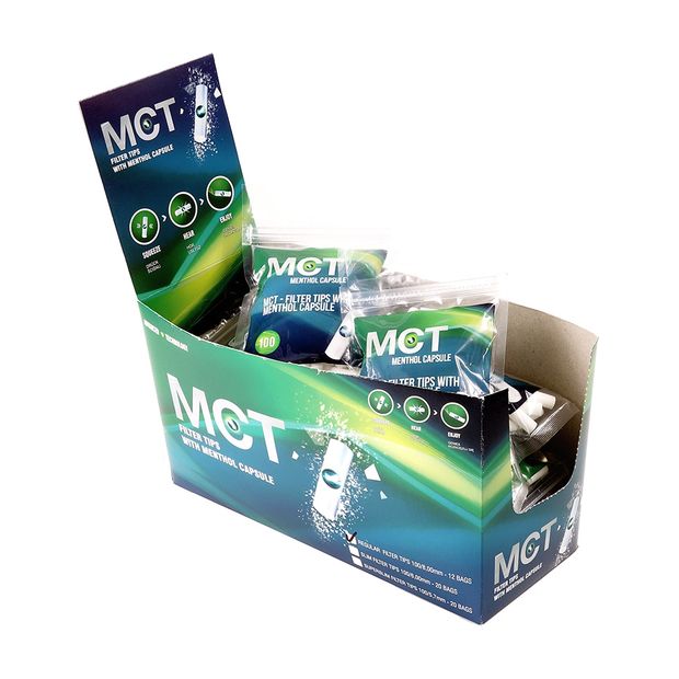 MCT Filters Regular Click Filters with Menthol Capsule 1 display (12 bags/1200 filters)