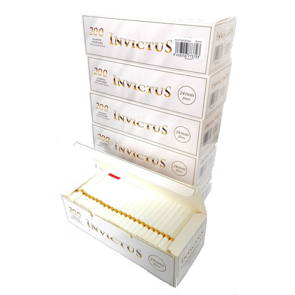Invictus Cigarette Tubes With Gold Rings Box Of 200 24mm Filter
