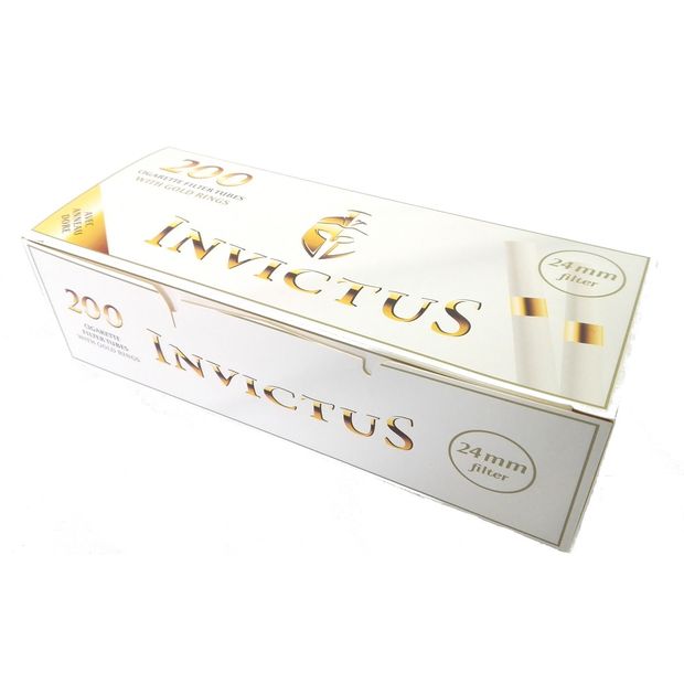 Invictus Cigarette Tubes with Gold Rings Box of 200 24mm...