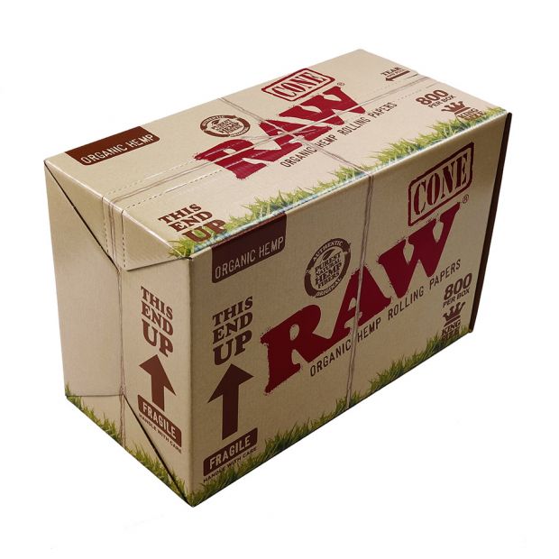 RAW Organic Cones 800er Box vorgerollt aus Bio Hanf 1 Box (800 Cones)