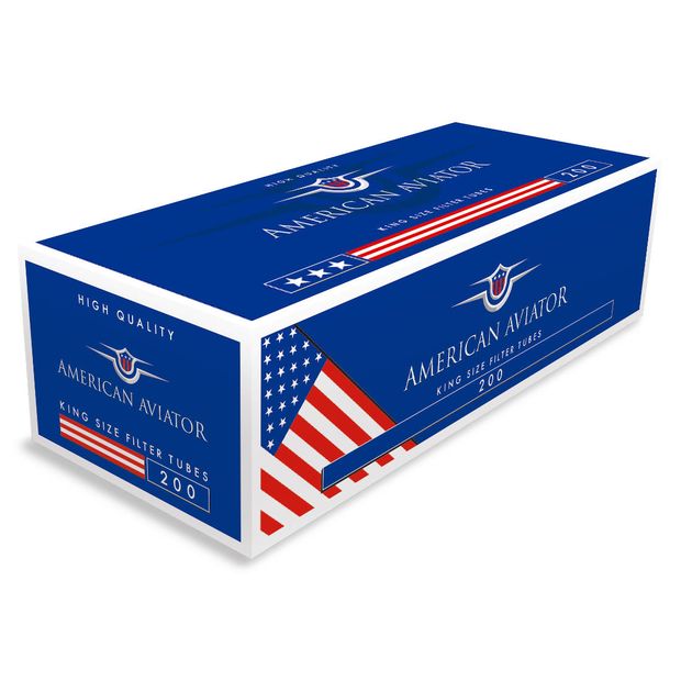 American Aviator King Size Filtertubes Regular 50 boxes (10000 tubes/1 case)