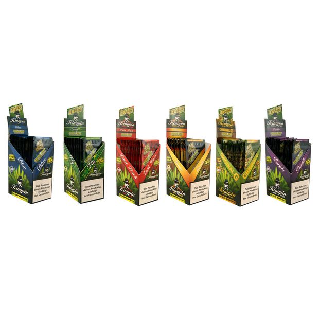 Kingpin Hemp Wraps Mix 6 Flavours to choose from 6 packages (24 wraps)
