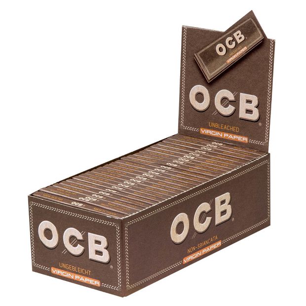 OCB Virgin Regular Cigarette Papers unbleached short 50 leaves/booklet 1 box (50 booklets)
