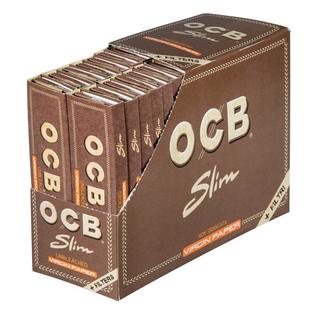 OCB Virgin King Size Papers+Tips Slim unbleached 1 box (32 booklets)