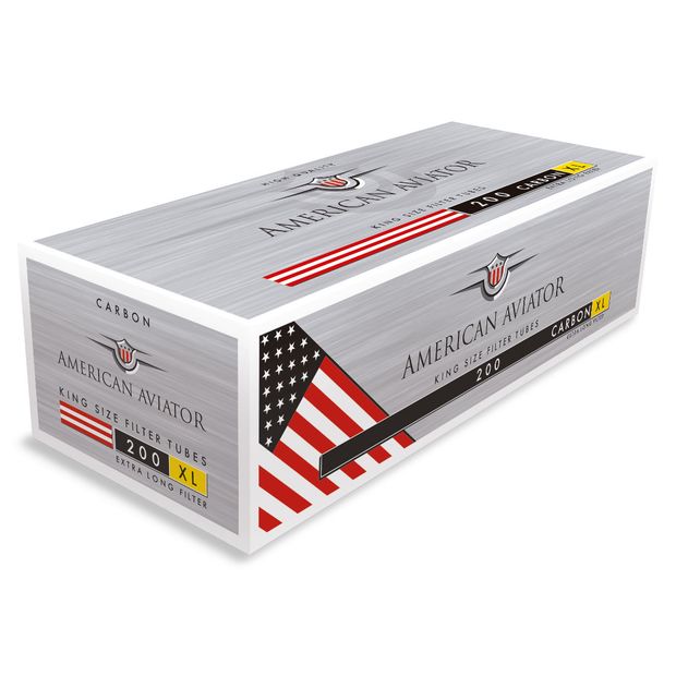 American Aviator Carbon XL Filtertubes Acitvated Carbon Long Filter 25 boxes (5000 tubes/1 case)