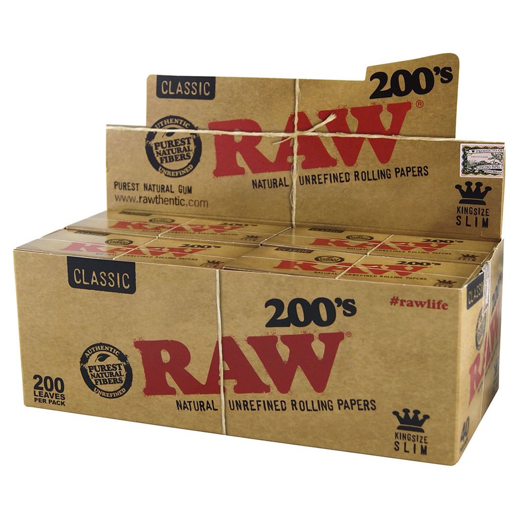 100 x RAW King Size Slim Classic Natural Unrefined Rizla Rolling Papers New