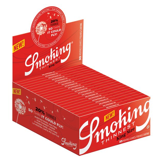 Smoking Thinnest King Size Slim Blättchen, 33 ultra-dünne Papers pro Heftchen 1 Box (50 Heftchen)