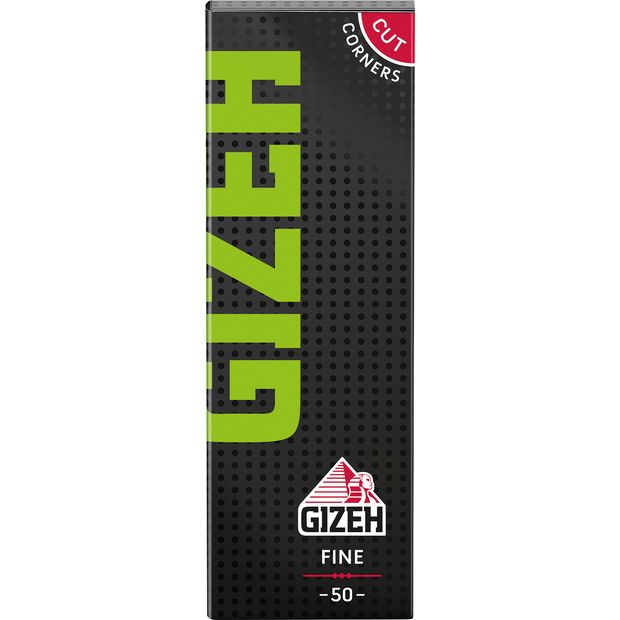 GIZEH Black Fine made of Flax/Hemp, 50 regular papers with cut corners per booklet 10 booklets