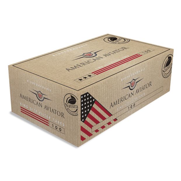 American Aviator King Size Filterhülsen, biologisch abbaubar, 100 Hülsen pro Box 50 Boxen (5000 Hülsen)