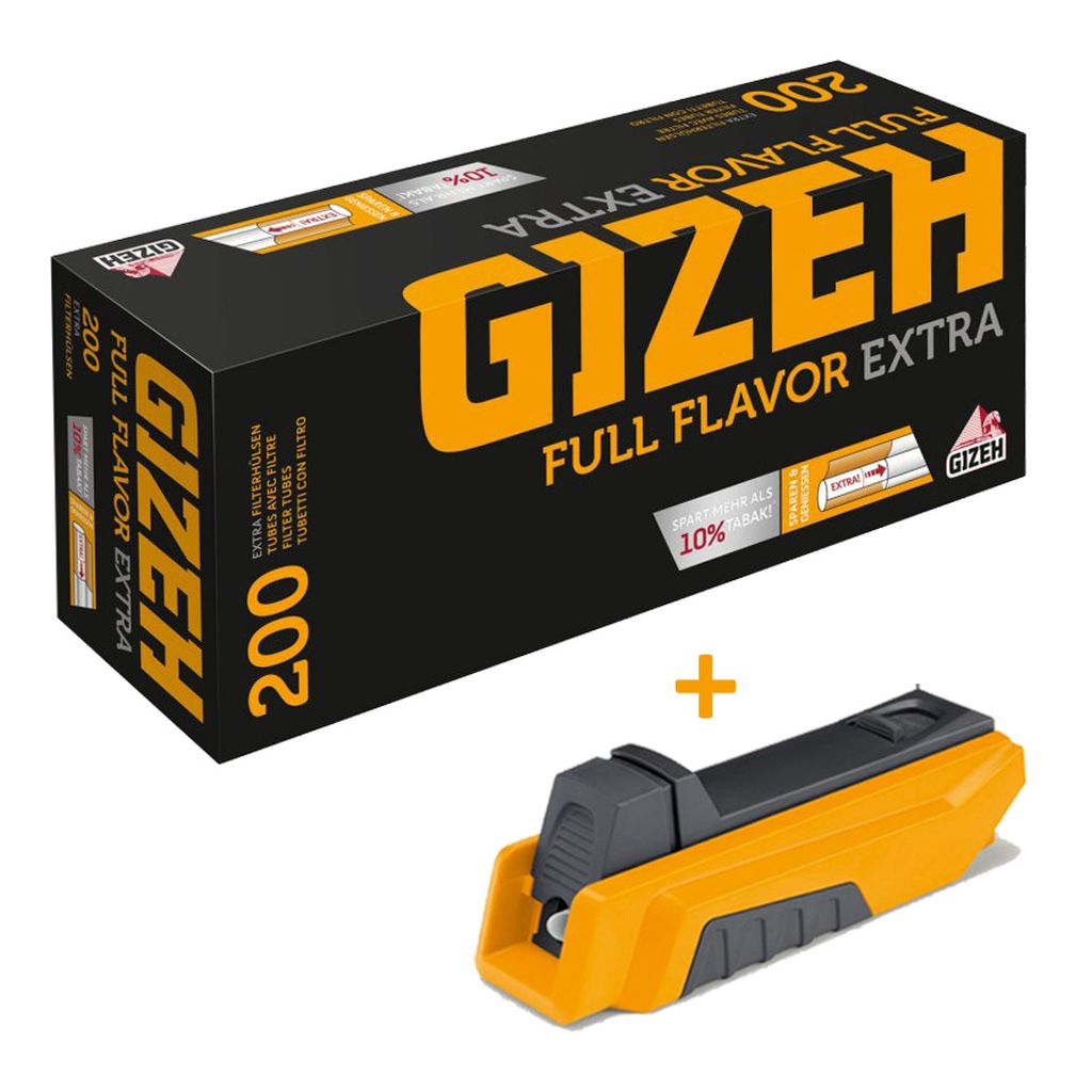 Zigarettenbox und FZ 10 Pack Gizeh Full Flavor Extra Filterhülsen