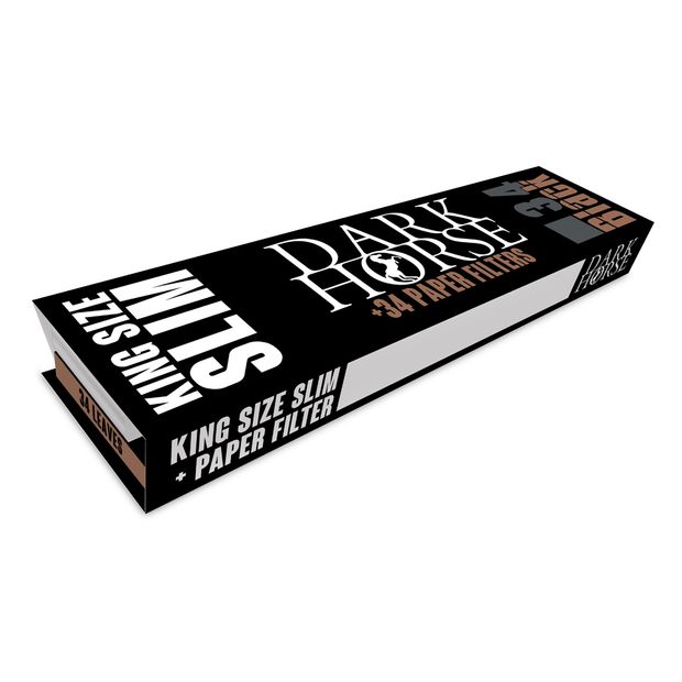 Dark Horse Black King Size Slim Papers+Tips, 34 Blättchen und Tips pro Heftchen 6 Heftchen