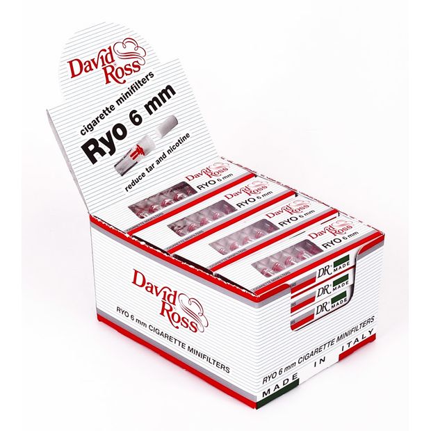 David Ross RYO Minifilter, 6 mm Durchmesser, bis zu 60% Schadstoffreduktion 1 Box (24 Packungen)