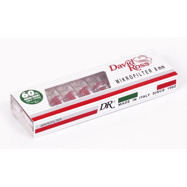 David Ross Mikrofilter, 8 mm Durchmesser, 60% Nikotin- und Teer-Reduktion 6 Packungen (60 Filter)
