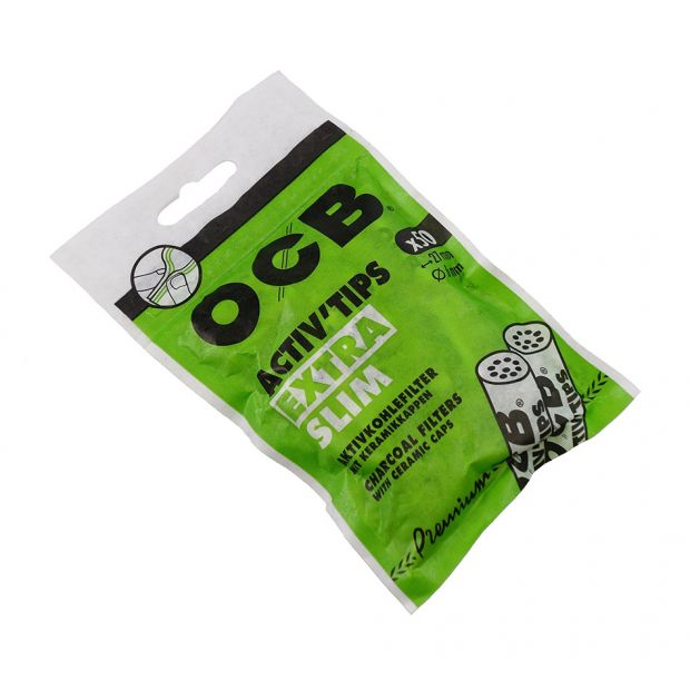 OCB ActivTips Extra Slim, 6 mm Carbon Filters mit Ceramic Caps, 50 Filters per Bag 5 bags (250 filters)