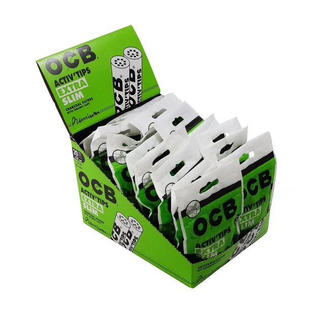 OCB ActivTips Extra Slim, 6 mm Carbon Filters mit Ceramic Caps, 50 Filters per Bag 1 box (20 bags)
