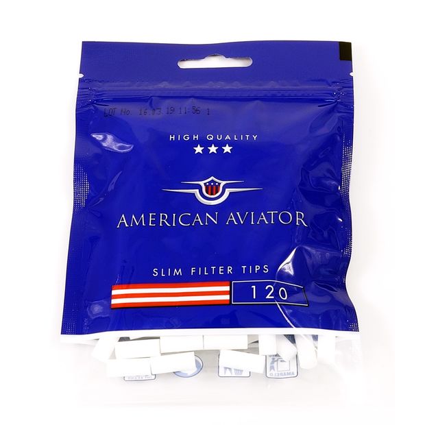 American Aviator Slim Filter Tips, 6 mm Diameter, 120 Filters per Bag 20 bags (2400 filters)