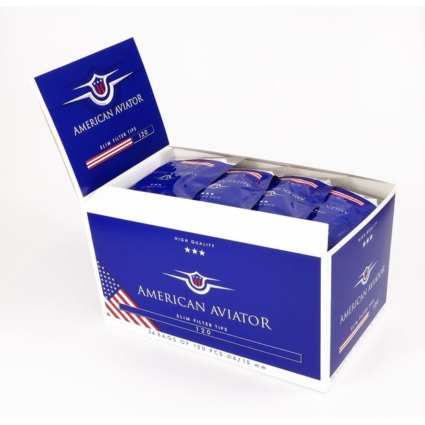 American Aviator Slim Filter Tips, 6 mm Diameter, 120 Filters per Bag 1 box (34 bags)