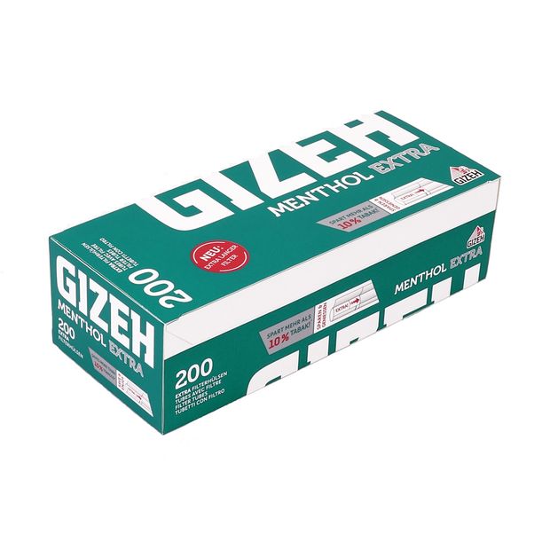 GIZEH Menthol Extra 200 Filterhülsen, extra-langer Filter, 200 Hülsen pro Box 1 Box (200 Hülsen)