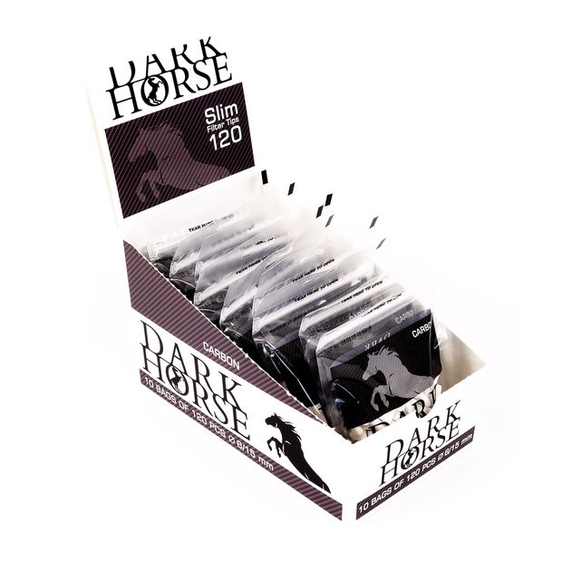 Dark Horse Slim Filter Tips Carbon, Cigarettefilters with activated Charcoal, 120 per Bag 1 box (10 bags)