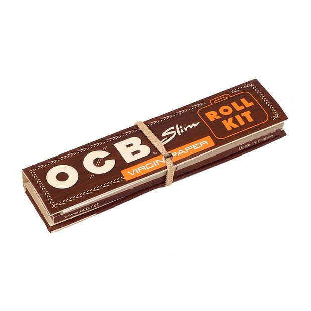 OCB Slim Roll Kit Virgin Paper, 32 King Size Slim Papers + 32 Tips + 1 Rolling Tray 5 booklets
