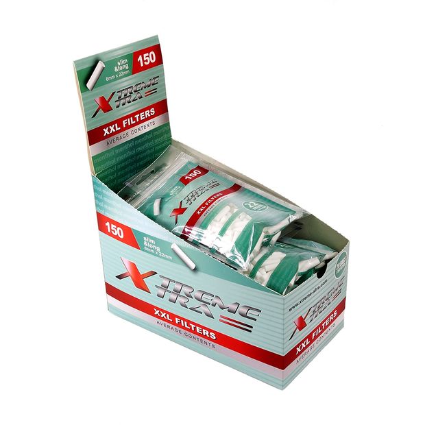 XTREME XTRA XXL Menthol Filters, Slim & Long, 6 x 22 mm, approx. 150 Filters per Bag 2 boxes (40 bags)