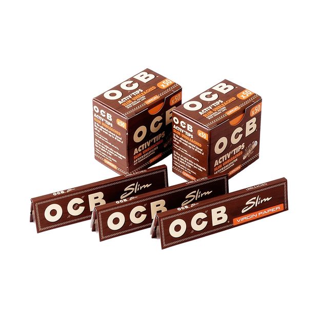 Combi-package with 3x OCB Virgin King Size Slim Papers + 2x OCB Virgin ActivTips Slim 1 combi-package