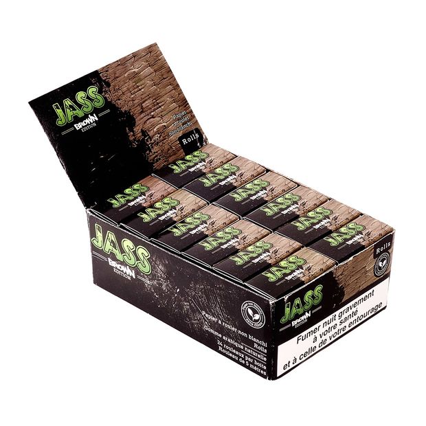 JASS Brown Rolls King Size Slim, 5 Meters long, unbleached Endless-Cigarette Paper 3 boxes (72 rolls)
