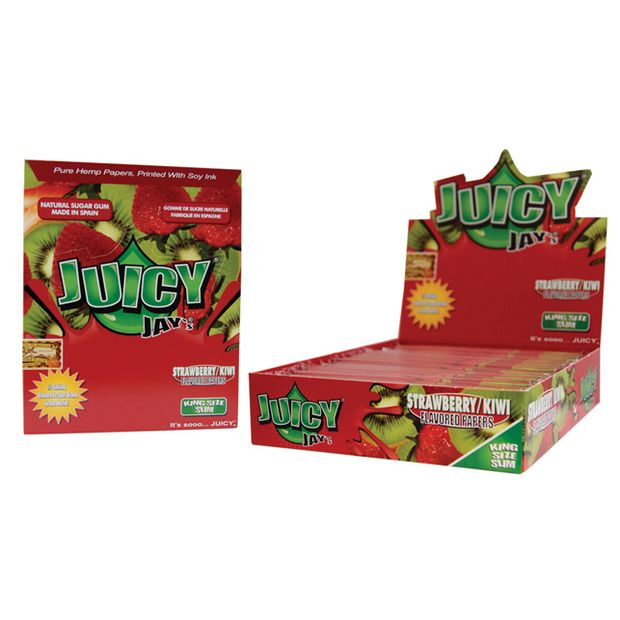 1 Box (24x) Juicy Jays King Size Papers Strawberry Kiwi Erdbeere
