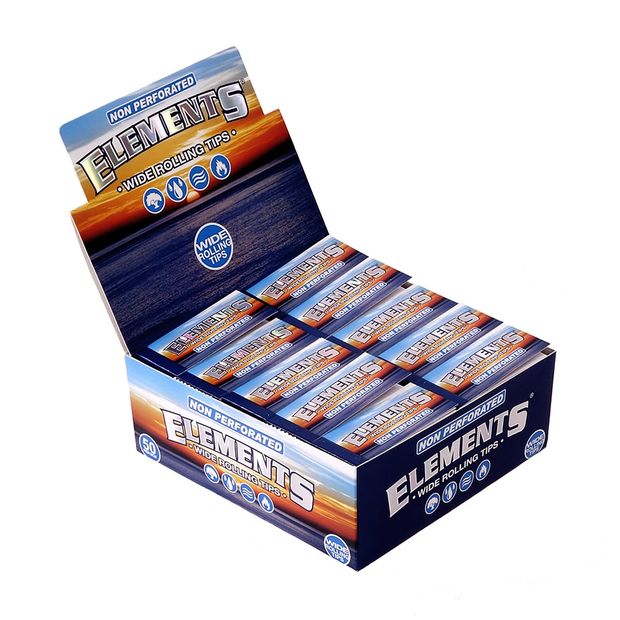 Elements Wide Rolling Tips, unperforated Tips in King Size, 50 Tips per Booklet 2 boxes (100 booklets)