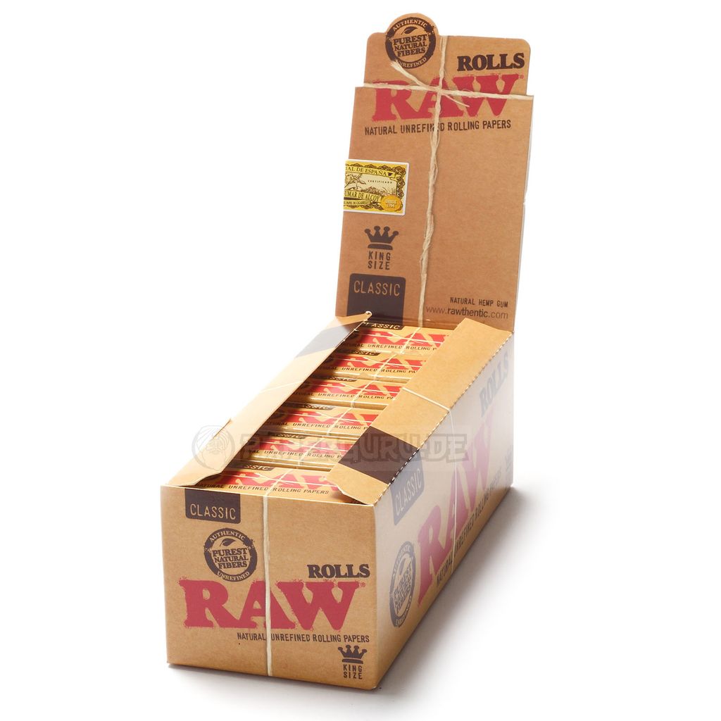 Box RAW Papier  Rolls Classic Slim ungebleicht 24x 5m Länge /Packung 