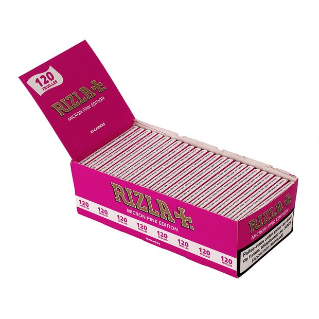 RIZLA Micron Pink Edition, Double Window, 120 kurze Blättchen pro Heftchen 1 Box (25 Heftchen)