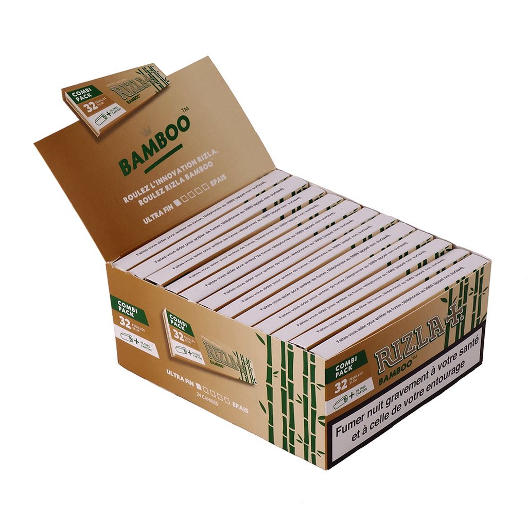 Carnets de Feuille RIZLA Bamboo Slim + Tips Carton x10 - MajorSmoker