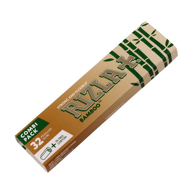 RIZLA Bamboo Combi Package, King Size Papers made of Bamboo Fibers + Tips, 24 x 32 per Box 6 booklets
