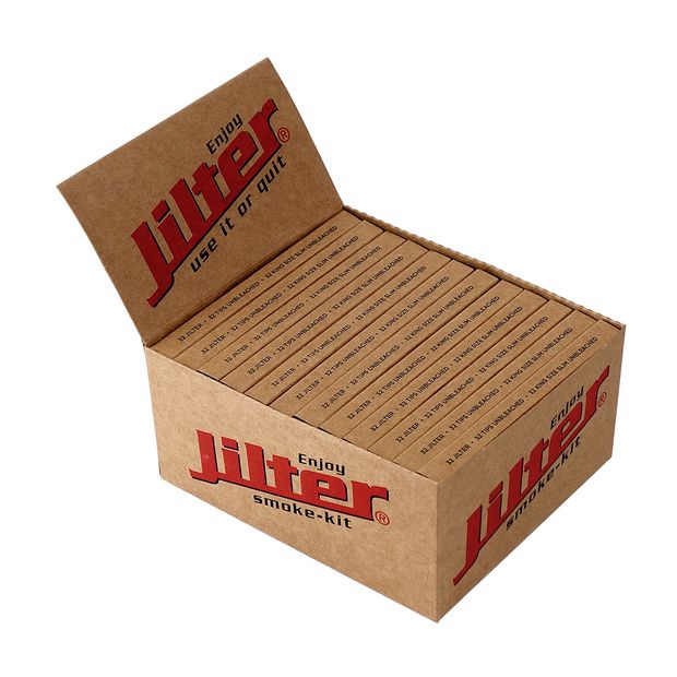 Jilter Smoke-Kit, King Size Slim Papers, Tips und Filter, je 32 Stck pro Heftchen 2 Boxen (24 Heftchen)