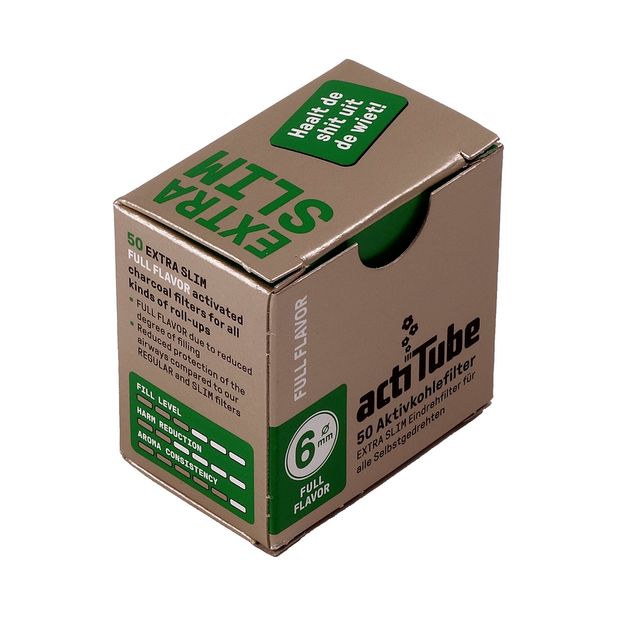 actiTube Aktivkohlefilter Extra-Slim, 6 mm Durchmesser, 50 Filter pro Packung 4 Packungen (200 Filter)