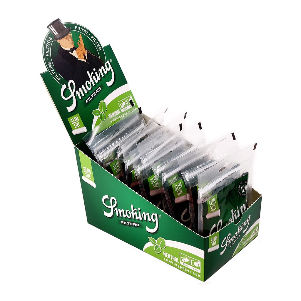 Smoking Menthol Slim Filters, 120 pieces per bag, 6 x 15 mm - Papergu, 9,49  €