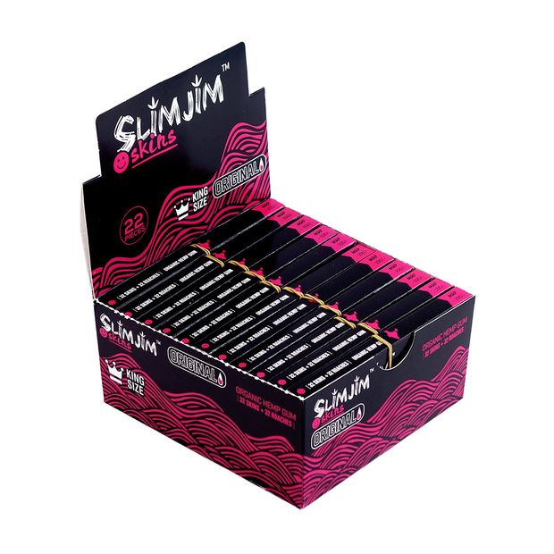 Slim Jim Skins Original, 32 King Size Slim Papers + 32 Tips, unperforiert 2 Boxen (44 Heftchen)