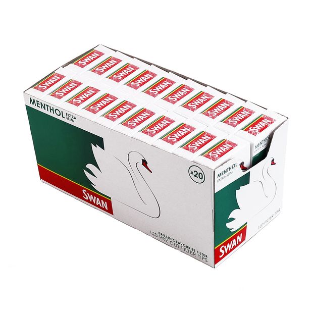 SWAN Menthol extra Slim Filter, 6mm Durchmesser, 120 Filter Tips pro Packung 1 Box (20 Packungen)
