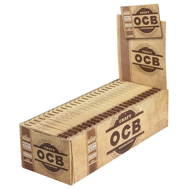 OCB Craft, short hemp papers, double window, 100 papers per booklet 1 box (25 booklets)