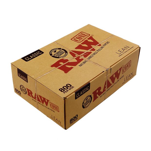 RAW Classic Cone Lean Bulk, 109mm, 800 pre-rolled King Size cones per box 3 boxes (2400 cones)