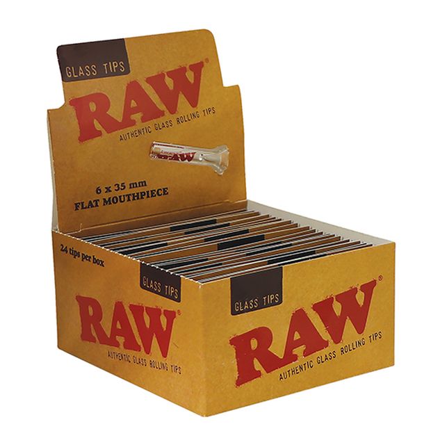 RAW Glass Tips Flat, glass tips with a flat mouthpiece 1 box (24 tips)